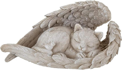 Katze Hund Engel Haustier Denkmal Grab Marker Tribut Statue, Deko Haustier Gedenken Tier Garten Statue, Polyresin, Gedenkstein Katze/Hund, Hundeengel-Gedenkstatue Erinnert