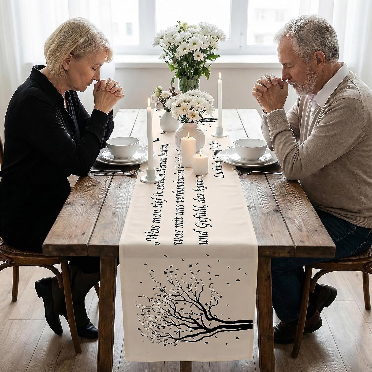 Beerdigung, Seutgjie Tischdeko Trauerfeier Deko Beisetzung Begräbnis Gedeckter Tisch(180X33 Cm) - TEST