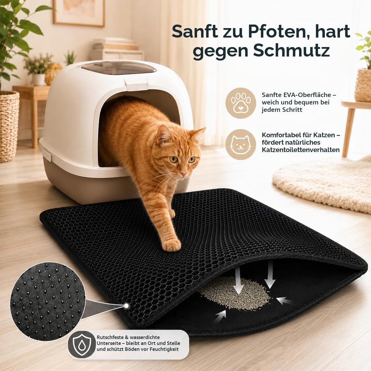 Katzenklo-Matte – Wasserdicht & Doppellagig, 60 × 40 cm