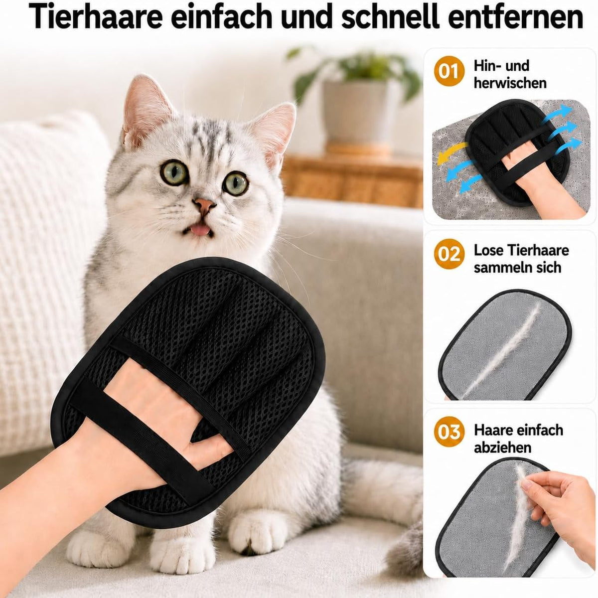 Tierhaarentferner Handschuh im 2er Set