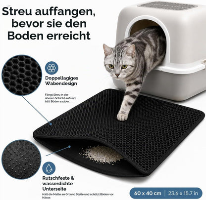 Katzenklo-Matte – Wasserdicht & Doppellagig, 60 × 40 cm