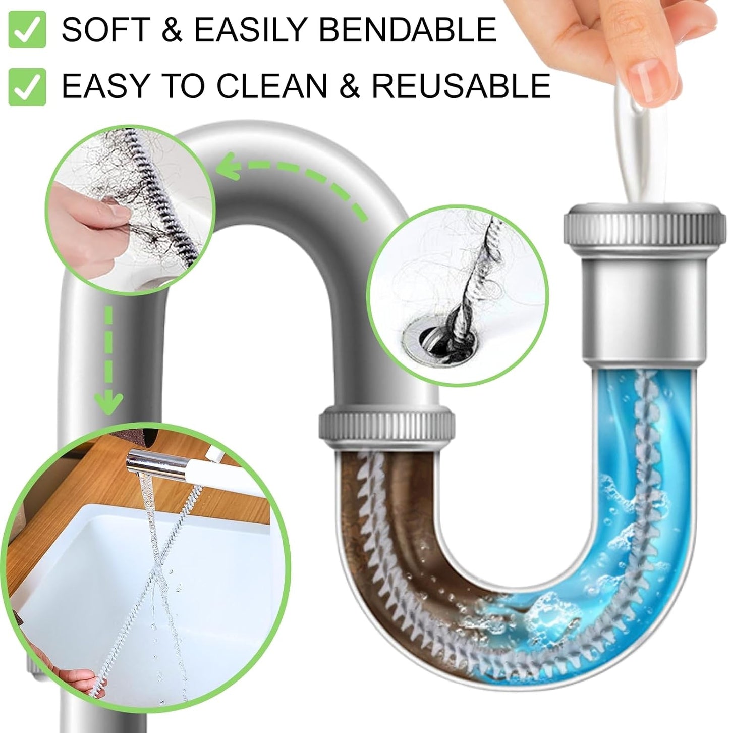 Flexible Abflussbürste im 2er Set